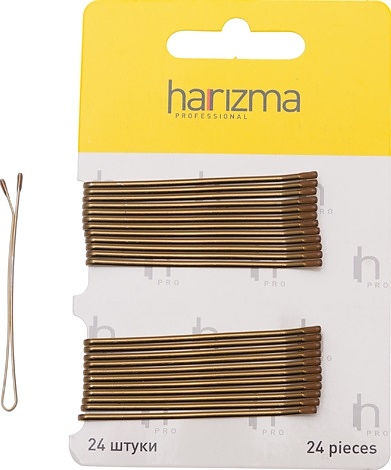 Невидимки для волос Harizma h10537-04, прямые коричневые, 60 мм, 24 шт.