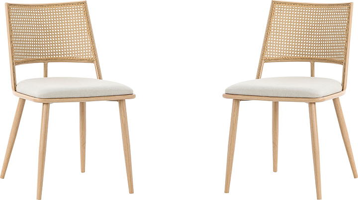 Набор стульев Hesby Unity Echo (2 шт.) (ткань / полиротанг / фанера / металл) молочный / светлое дерево