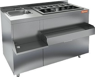 Барная станция HICOLD НБМКС-12/7БПК (с бортом, с ящиками)
