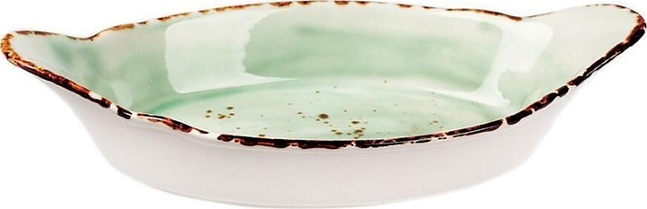 Блюдо сервировочное P.L. Proff Cuisine Organica Green TX0089-H275 150 мл 22х11,5 см h=3,2 см овальное с ручками (фарфор)