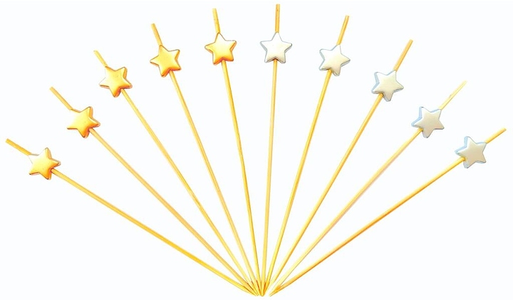 Пика шпажка P.L. Proff Cuisine 4627151561066 бамбук Звезда 12 см золото/серебро 100 шт