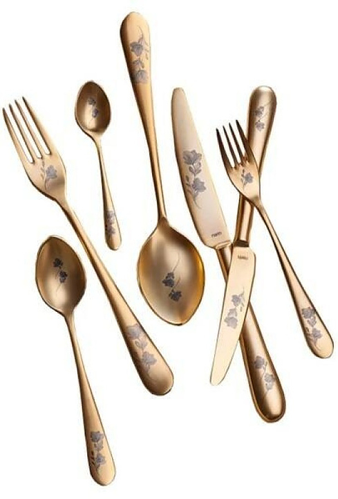 Набор столовых приборов Narin 203217 Epsilon matt gold 24k flower (материал нерж. сталь, 24к золотое матовое покрытие)
