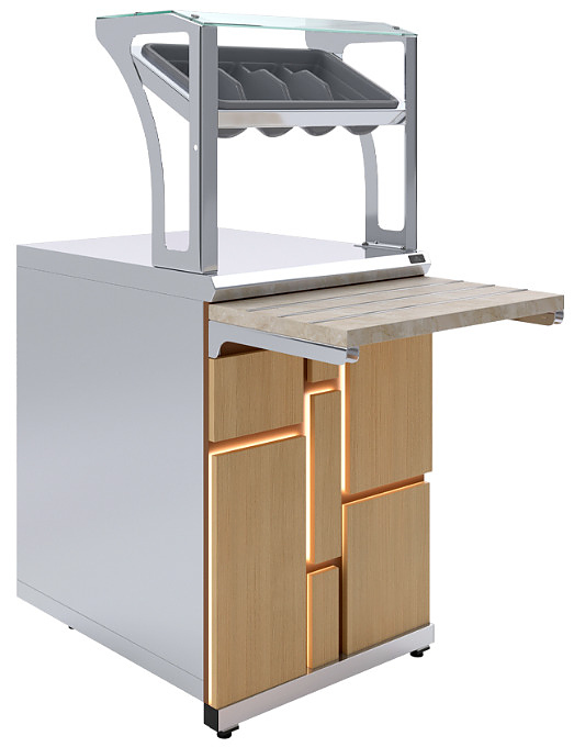 Прилавок для приборов и подносов Luxstahl ПП (С)-600 Premium Megapolis (Мегаполис)