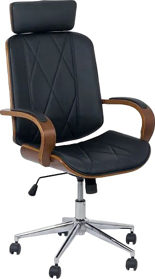 Кресло компьютерное Hesby Serene Serenity (полимер / фанера / металл) черное / коричневое / хром