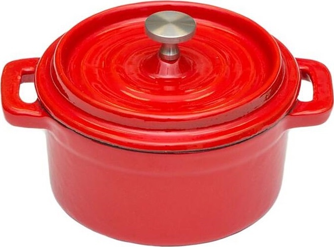 Кастрюля для подачи P.L. Proff Cuisine A10 250 мл d=10,5 см с крышкой (эмалированный чугун) красная