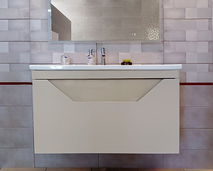 Тумба под раковину БРИКЛАЕР Брайтон 100 см, подвесная, глиняный серый