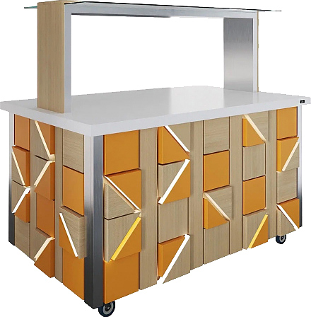 Салат-бар нейтральный Luxstahl СБН-1500 Premium Pixel (столешница из искусственного камня)