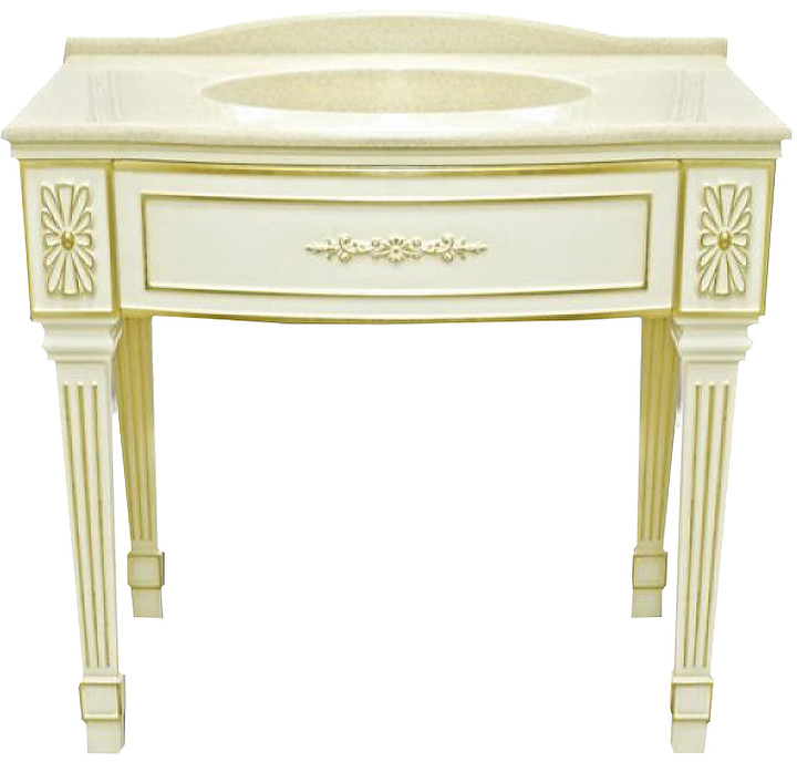 Тумба под раковину Misty Tiffany 100 98х88 см, бежевая с сусальным золотом