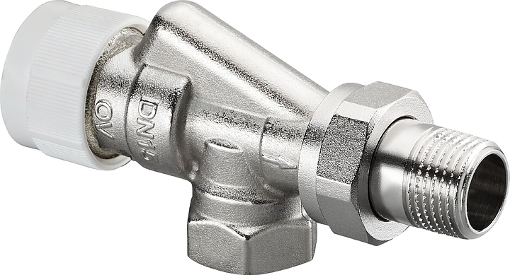 Вентиль термостатический осевой Oventrop AV9 1183903, ДУ 10, PN 10, Rp 3/8" (ВР) - R 3/8" (НР) - М 30х1.5, никелированная латунь, с преднастойкой