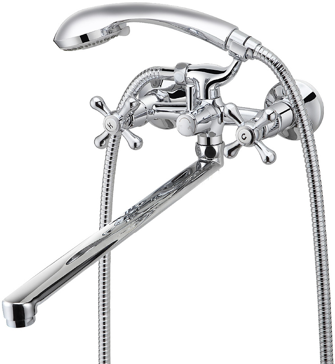 Смеситель для ванны и душа LEMARK Promotion LM6048C универсальный, с плоским изливом, хром