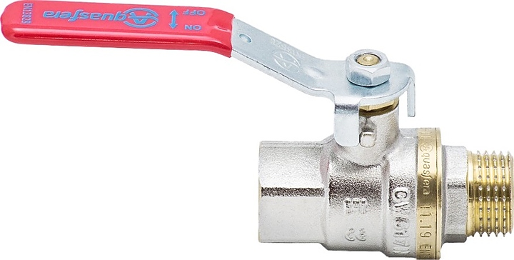 Кран шаровой Aquasfera 007-7386, ДУ 50, PN 1,6 МПа, 2"ВР - 2"НР, 1003-06 EURO полнопроходной латунный с рычагом