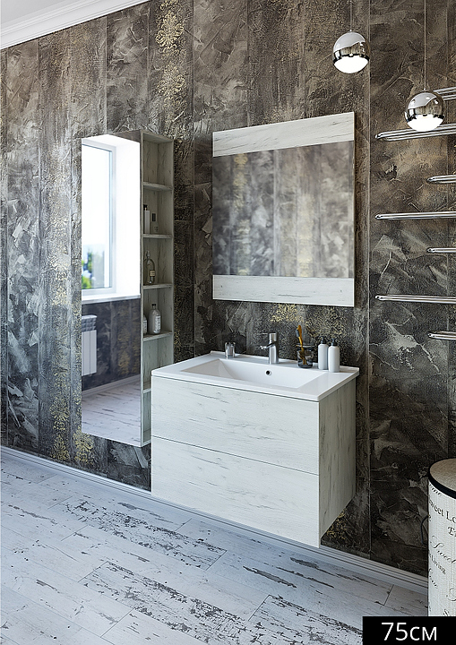 Гарнитур Sanflor Чикаго 2 75 см, 4 предмета, с левост. пеналом, дуб крафт белый