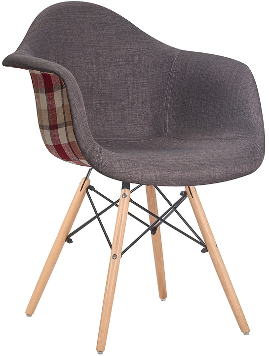 Стул обеденный DOBRIN 620PP-010LMZL DAW THOMAS (серый, яркая клетка, светлый бук)