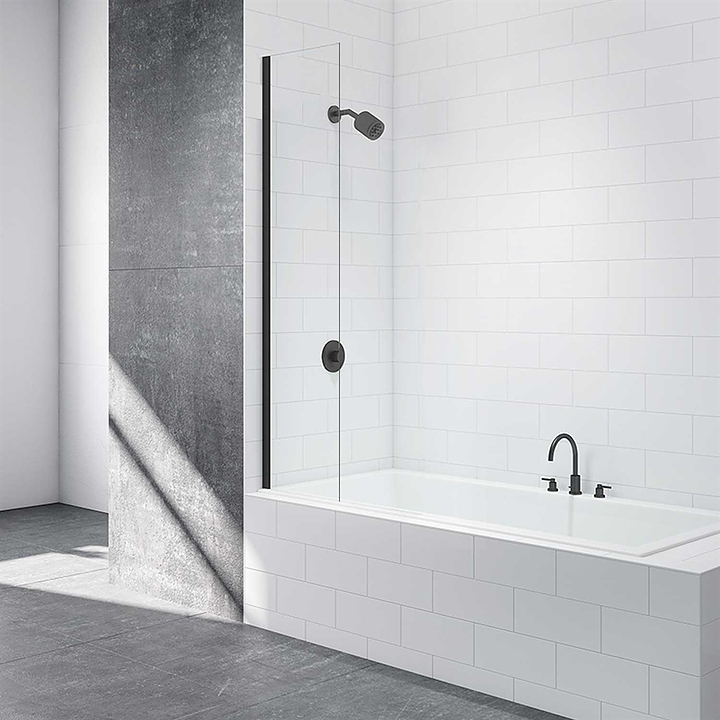 Шторка на ванну Mira Glass 400BB 42х140 см черный профиль, прозрачное стекло