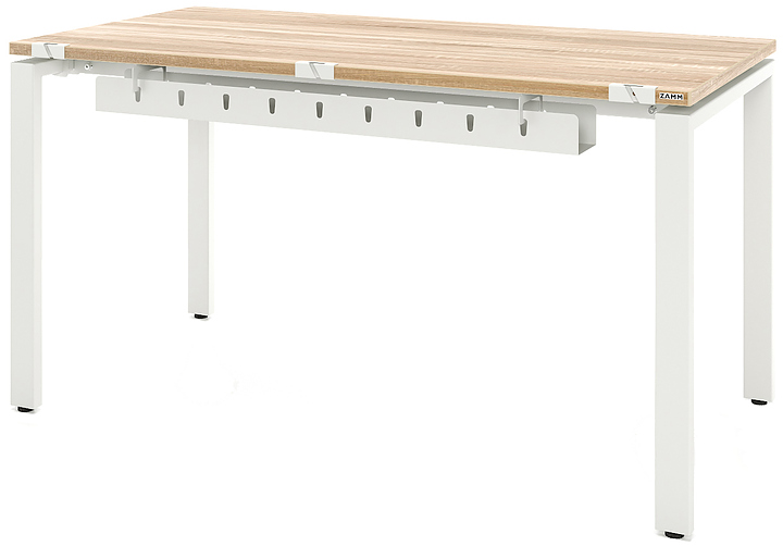 Стол офисный прямой ZAMM Формат 60х30 ТР 1600х600 с пропусками и кабель-каналом, дуб бардолино/белый матовый
