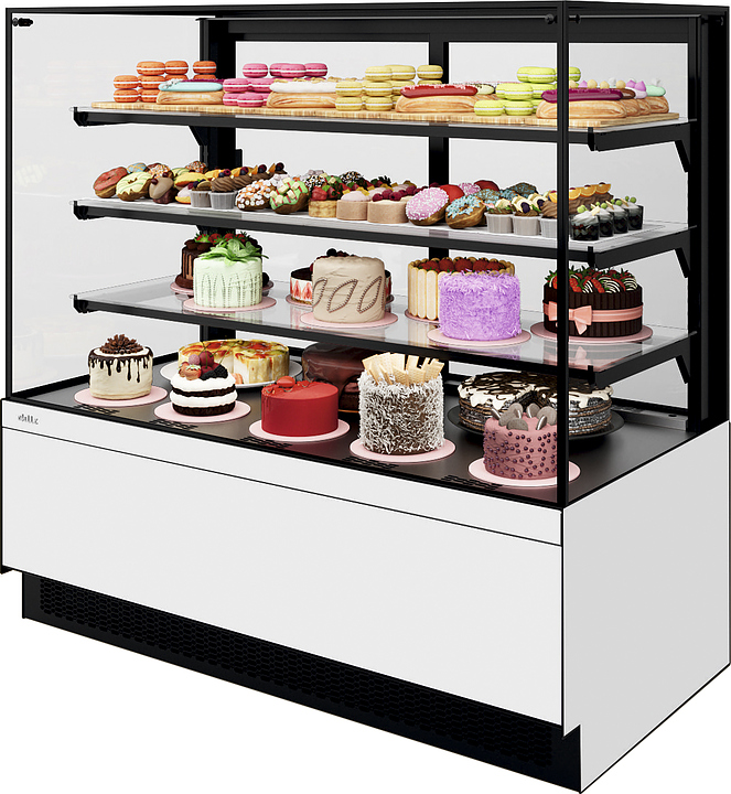 Витрина кондитерская Chilz VETE II KUB LUX 90 белый глянец, металлик