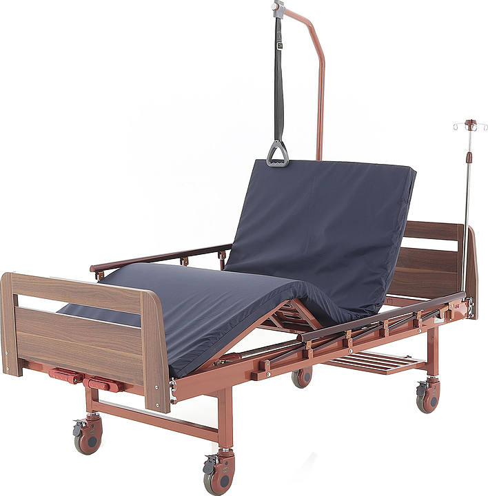 Кровать медицинская механическая Med-Mos Е-8 (ЛДСП коричневый) с РУ