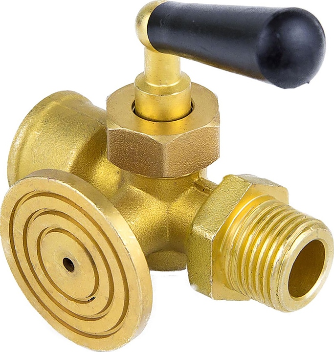 Кран для манометра Aquasfera 012-0099, ДУ 15, PN 1,6 МПа, 1/2"ВР - фланец - 1/2"НР, 1065-01 трехходовой латунный