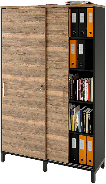 Локер ZAMM 5 полок МК 414 120х41,4х190 см фасад дуб Галифакс олово, корпус черный