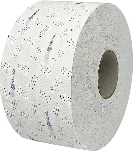 Бумага туалетная Merida ТОП ПРИНТ МИНИ 2-слойная, белая с синим тиснением (12х170 cм)