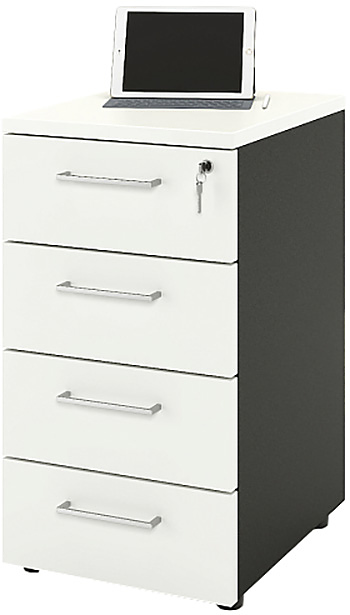 Тумба приставная ZAMM 4 ящика 41х50х74,5 см фасад белый, корпус черный