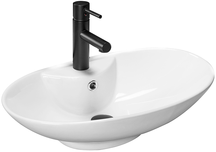 Раковина накладная Mira MR-8043 65х43 см, с отв. под смеситель, керамика