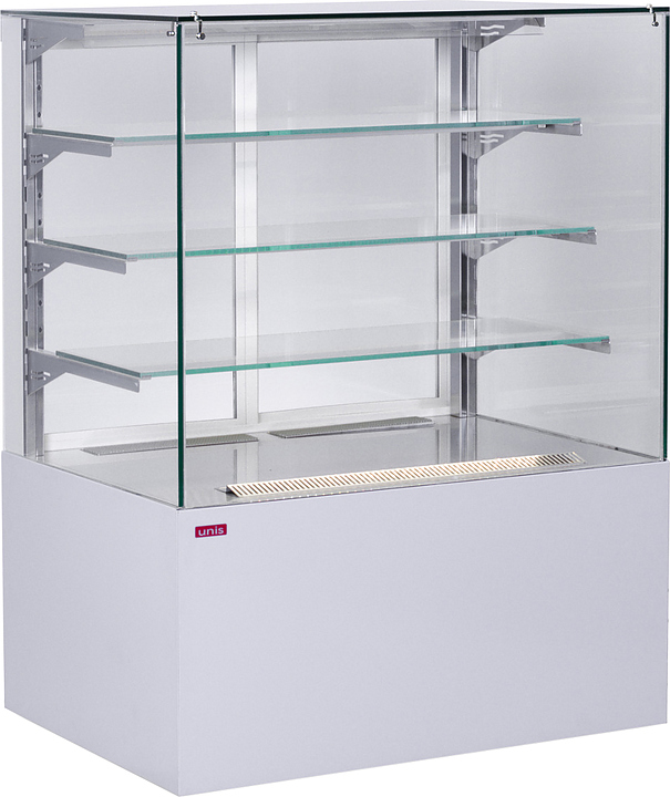 Витрина кондитерская UNIS Cube II Transparent 1000 жемчужно-белая