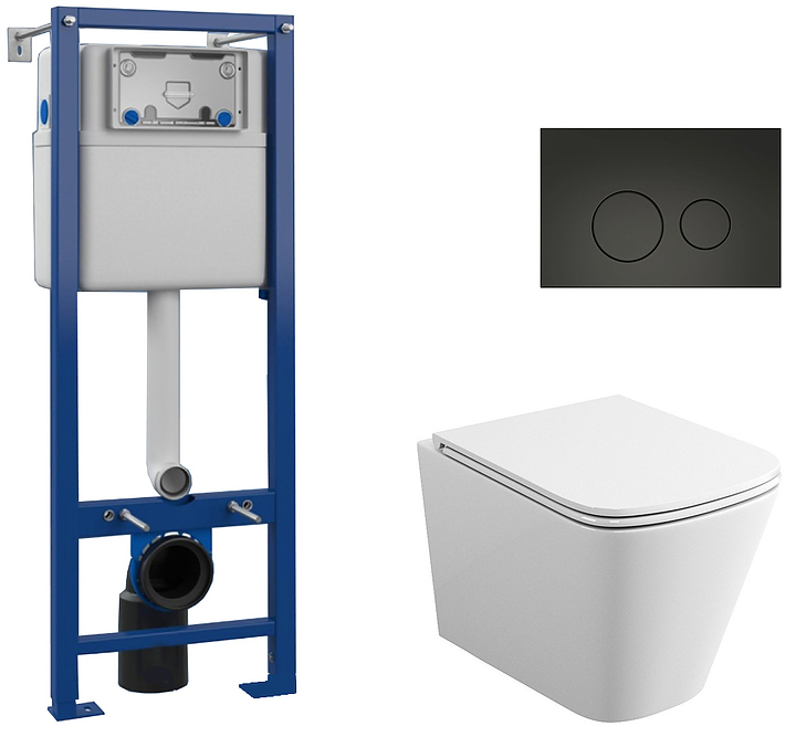 Унитаз подвесной с инсталляцией, клавишей смыва и сиденьем Maretti Umbria UM76EA56052 белый