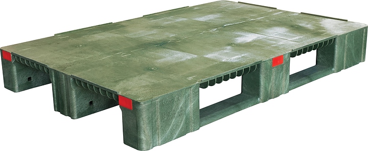 Паллет ТАРА.РУ TR 1208-1-1 1200х800х150 мм (сплошной на 3 полозьях) усиленный зеленый