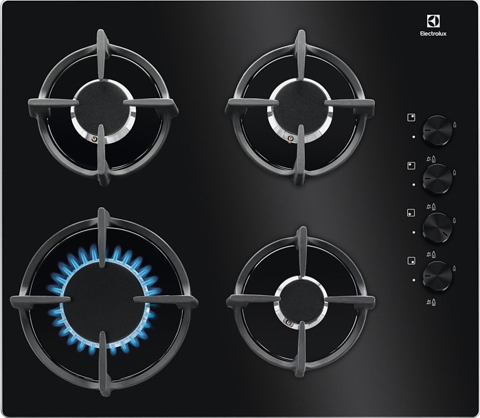 Варочная панель газовая Electrolux KGG6407K черное стекло