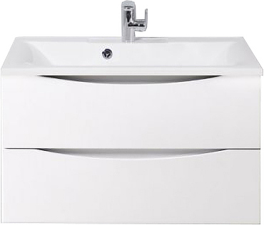 Тумба с раковиной BelBagno MARINO-800-2C-SO-BL-P + BB800/450-LV-MR-PR перелив слева, белый глянцевый