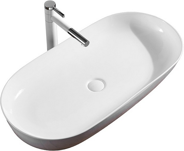 Раковина накладная Mira MR-8242 82х42 см, без отв. под смеситель, керамика