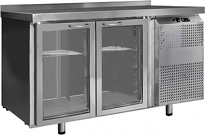 Стол холодильный Finist СХСст-600-2 (агрегат справа) со стеклянными дверьми и бортом