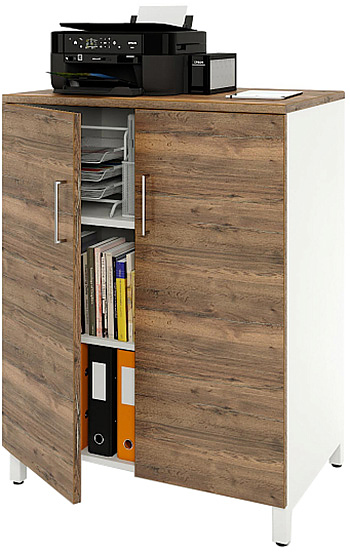 Шкаф для документов ZAMM 3 полки, 2 двери МК 600 90х60х120 см фасад дуб Галифакс олово, корпус белый