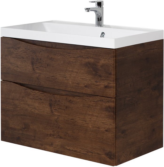Тумба с раковиной BelBagno MARINO-H60-800-2C-SO-RW-P + BB800/450-LV-MR-PR перелив слева, Rovere Moro