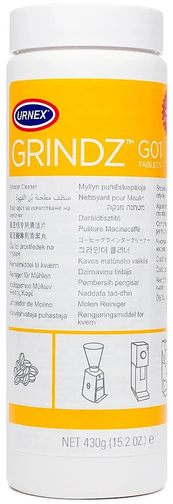 Таблетки для очистки кофемолок URNEX Grindz 430 г, банка