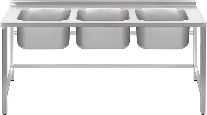 Ванна моечная Luxstahl ВМ3 18/7/8.5 (стл.430-0.8) без фартука