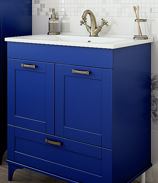 Тумба с раковиной Sanflor Ванесса 75 см напольная, индиго