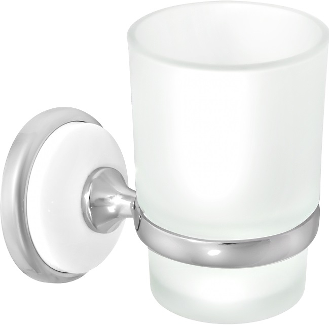 Подстаканник Puff Solinne B-82704 Blanco (силумин / стекло матовое) хром / белый / сатин