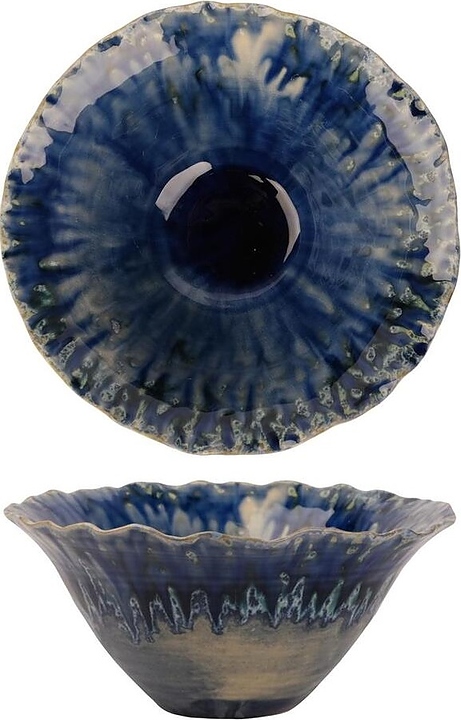 Салатник P.L. Proff Cuisine Dark Purple Northern Blue Flower Frutti di Mare QB23171006 925 мл d 19,5 см h=9 см (керамика)