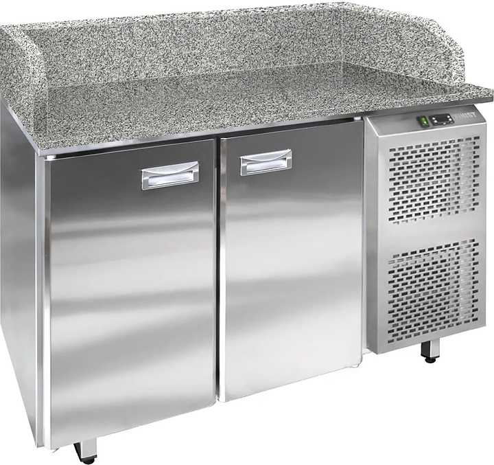 Стол холодильный для пиццы Finist СХСпцгбя-700-1 (боковой холодильный агрегат) с гранитными столешницей и бортами