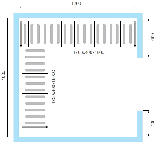 Комплект стеллажей POLAIR для КХН-6,61 (вариант 1, 3 яруса)