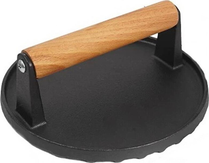 Пресс для приготовления котлет P.L. Proff Cuisine JQ-CIP018 d=17,5 см h=6,5 см (чугун) с деревянной рукояткой