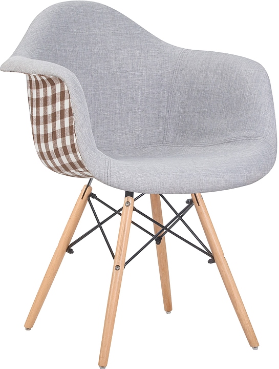 Стул обеденный DOBRIN 620PP-009LMZL DAW MONICA (коричневая клетка, бежевая ткань, светлый бук)