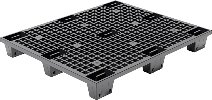 Паллет ТАРА.РУ TR 1210 LP ВС 1200х1000х140 мм (перфорированный на 9 ножках) черный