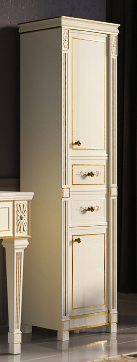 Шкаф-пенал Misty Tiffany 50 50х186 см, правый, бежевый, сусальное золото