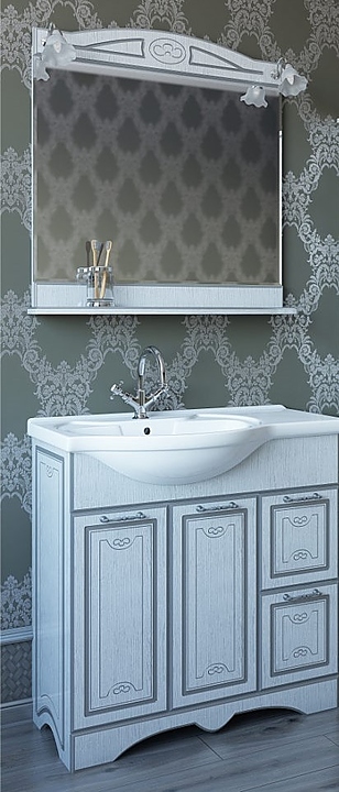 Гарнитур Sanflor Адель 82 см, 3 предмета, с левост. раковиной, белый, серебро