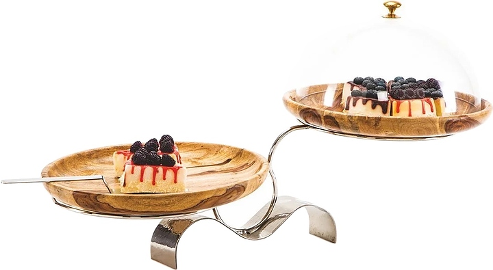 Набор фуршетный P.L. Proff Cuisine 81240962 80х35х23,5 см подставка (металл) + 2 салатника (бук)