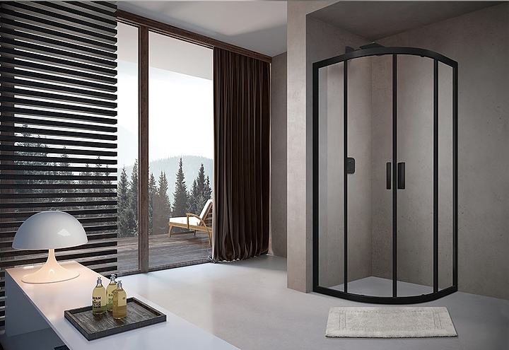 Уголок душевой Terminus Соренто 6ES100х100B 100х100х200 см, прозрачное стекло, профиль черный