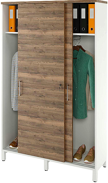 Локер ZAMM 2 штанги МК 414 120х41,4х190 см фасад дуб Галифакс олово, корпус белый